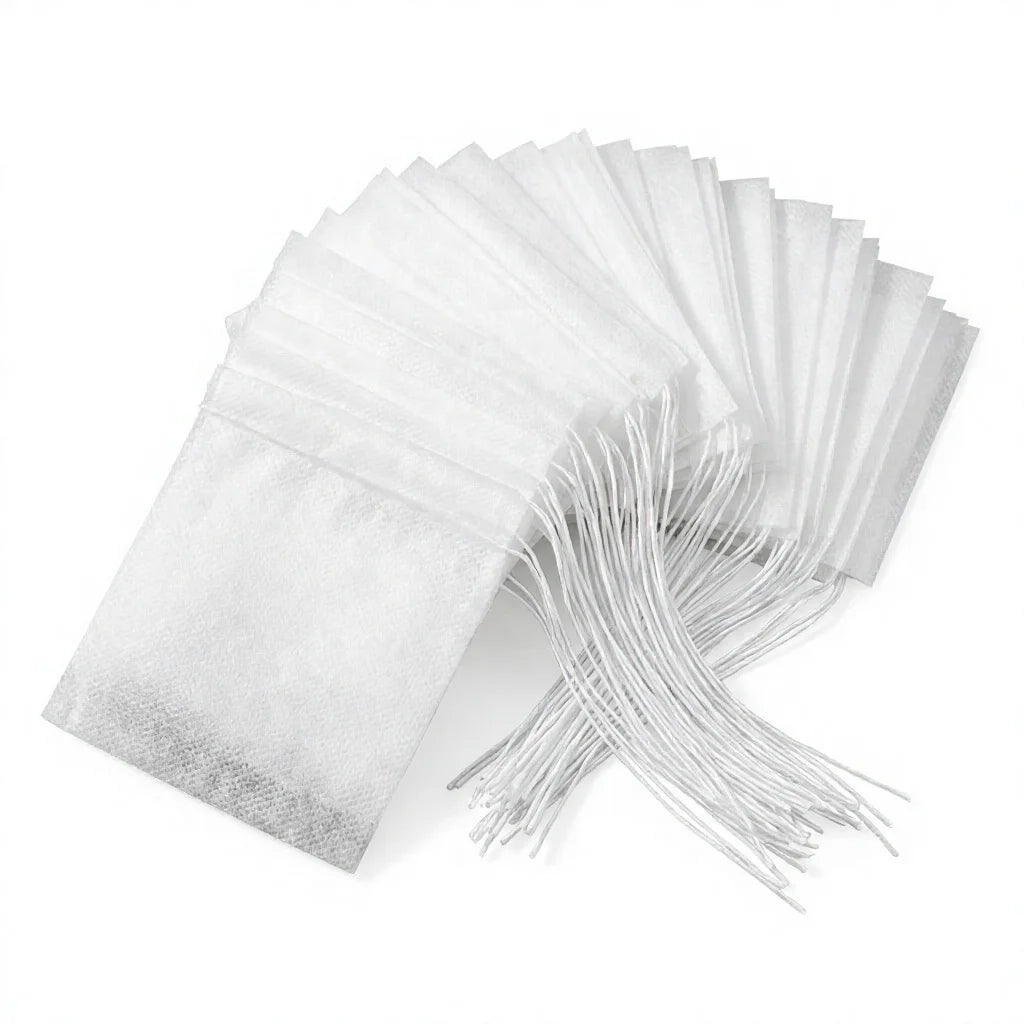 Disposable Drawstring Empty Tea Bags Corn Fiber PLA Biodegradable Non Woven Tea Filter Bags 100 Pcs for Loose Leaf Tea