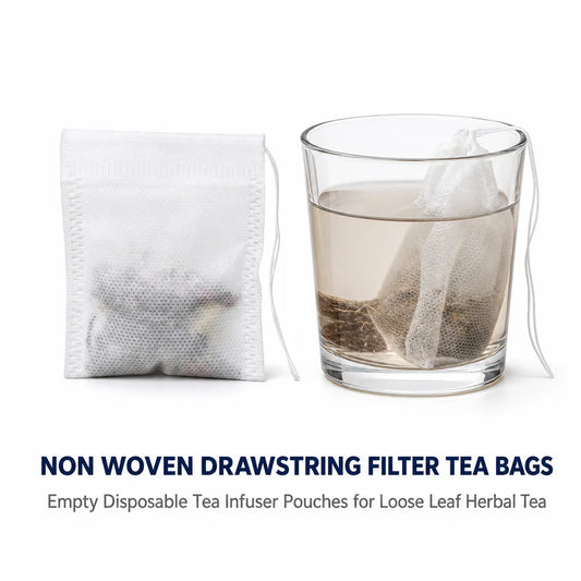 Non Woven Drawstring Filter Tea Bags Empty Disposable Tea Infuser Pouches for Loose Leaf and Herbal Tea Brewing