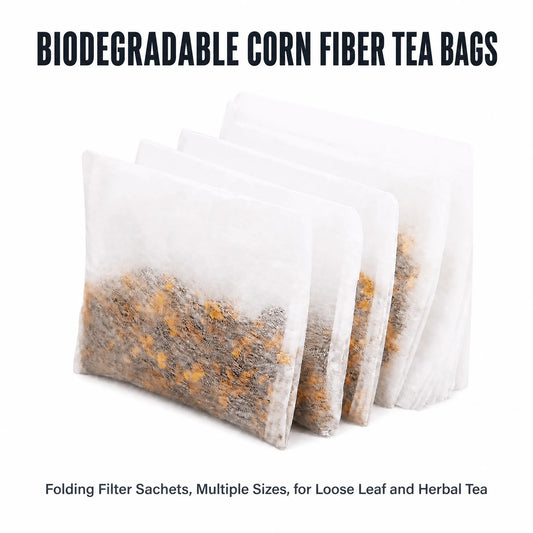 Biodegradable Corn Fiber Empty Tea Bags Folding Filter Sachets Different Sizes Black Tea Packaging for Loose Leaf Herbal Teas