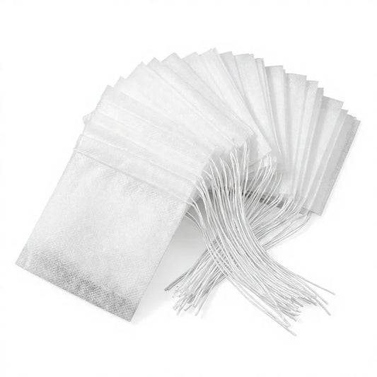 Disposable Drawstring Empty Tea Bags Corn Fiber PLA Biodegradable Non Woven Tea Filter Bags 100 Pcs for Loose Leaf Tea