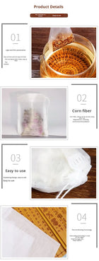 Biodegradable PLA Corn Fiber Tea Bags with logo Labels Customizable