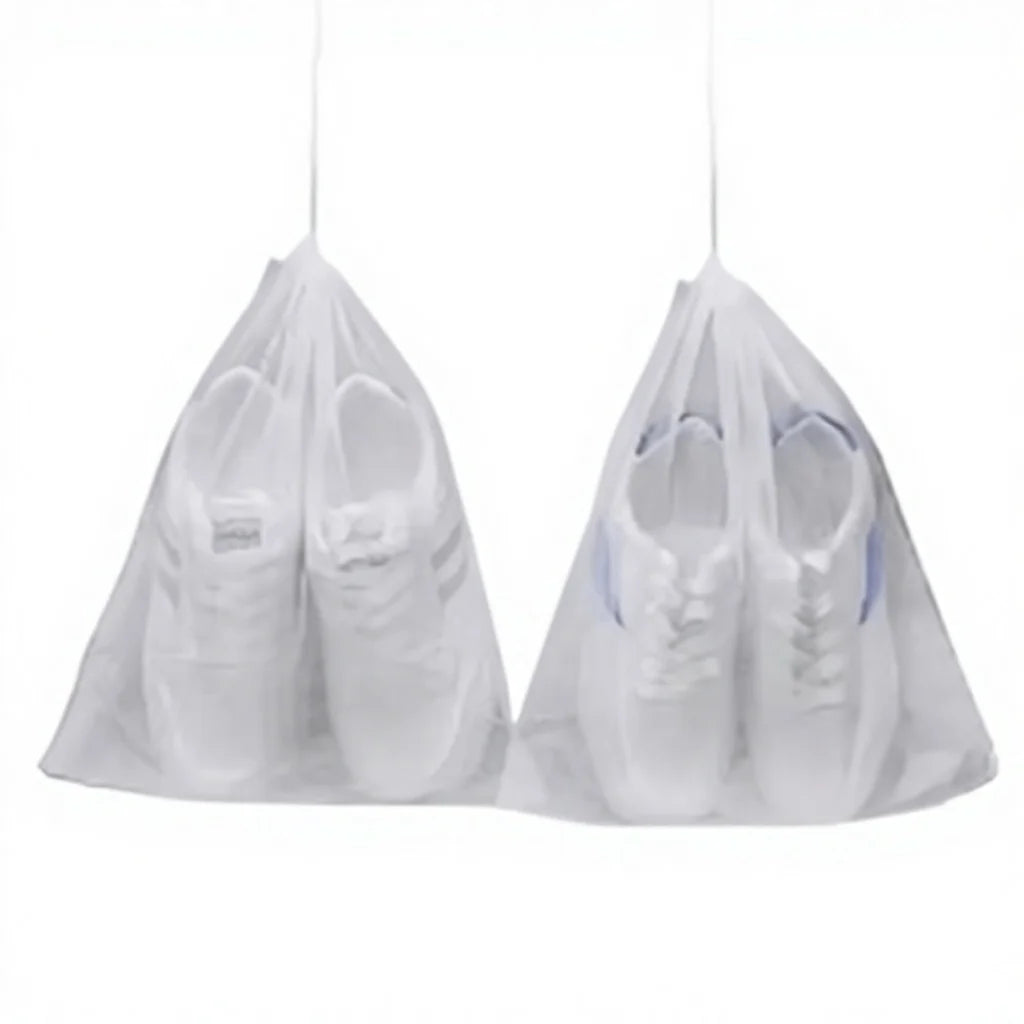 Drawstring Recyclable Non-Woven Shoe Storage Bag - Dustproof & Anti-Yellowing for Drying Shoes Breathable Mesh Reusable
